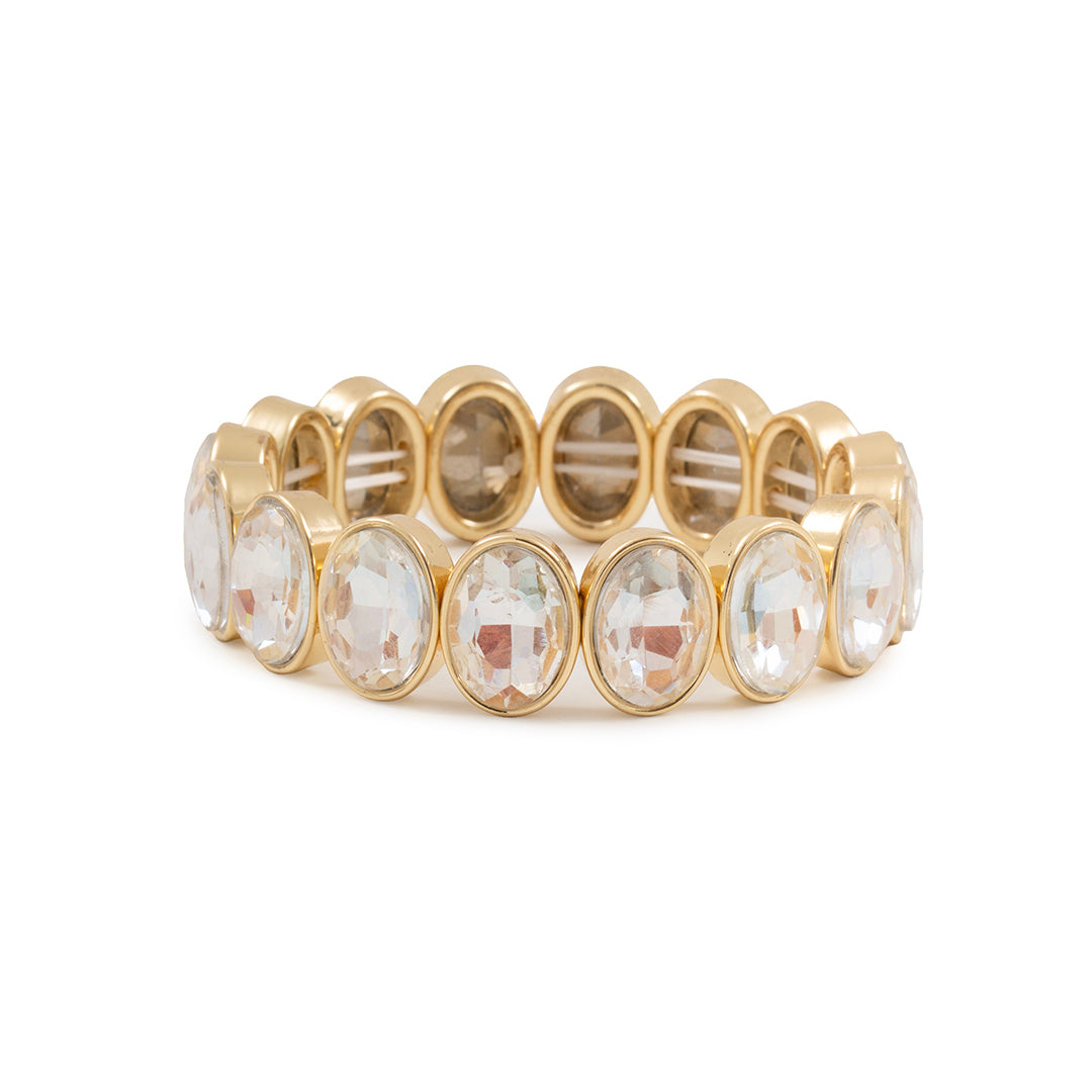 ZENA Şeffaf Oval Taşlı Gold Bileklik