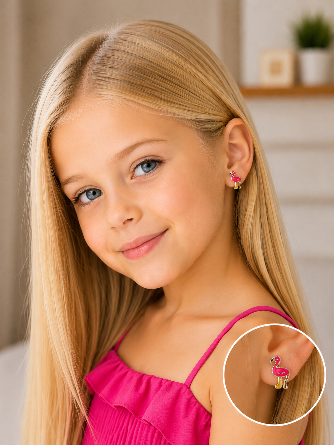 ZENA Kids Flamingo Figürlü Çocuk Küpe ürün görseli