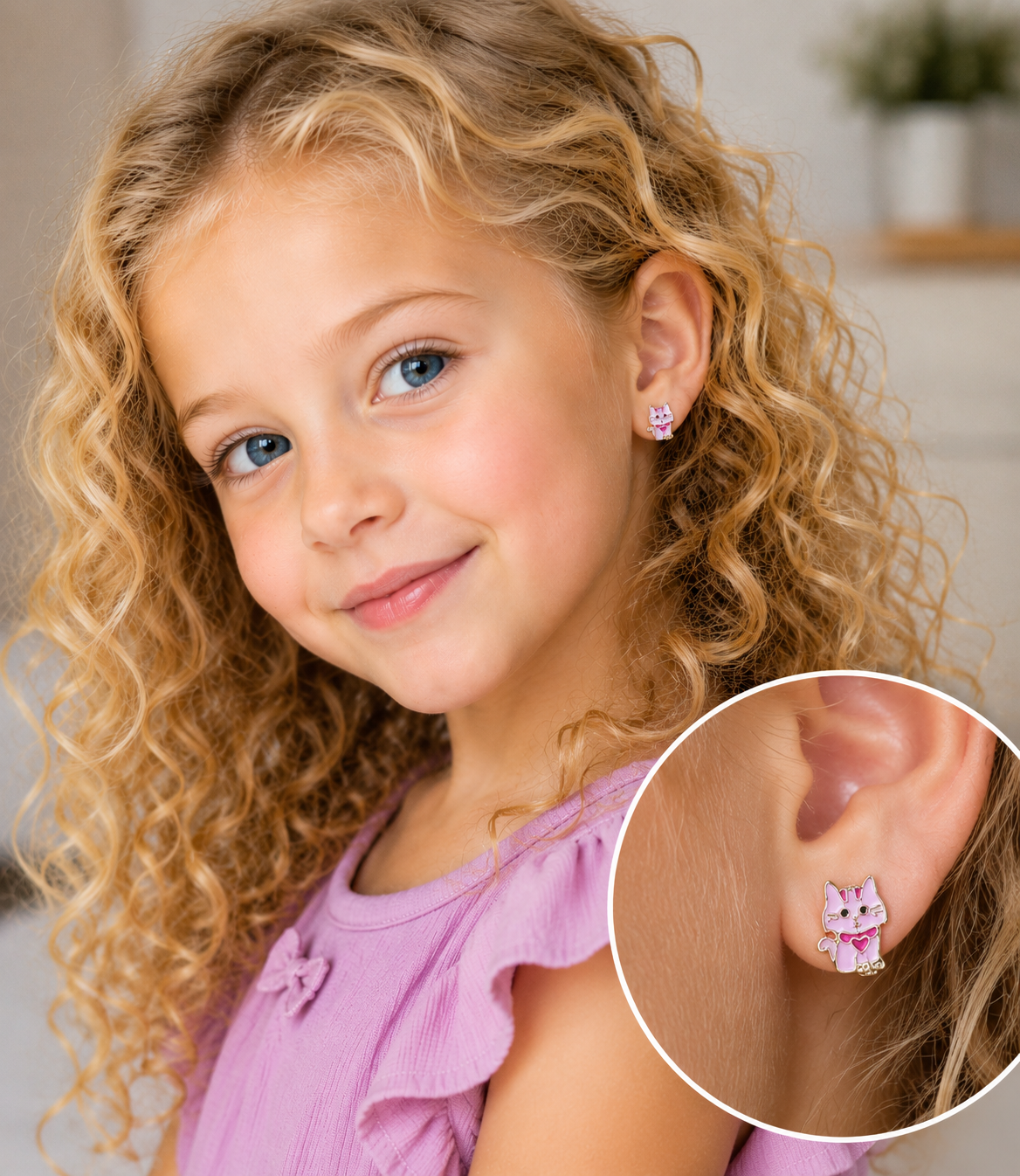 ZENA Kids Kedi Figürlü Çocuk Küpe ürün görseli