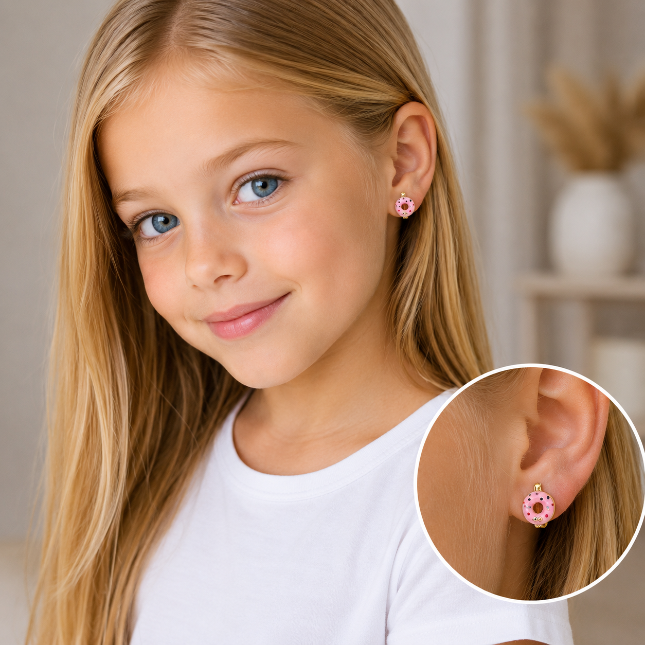 ZENA Kids Pembe Donut Figürlü Çocuk Küpe ürün görseli